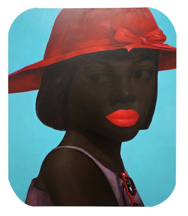 Lady and a Red Brimmed Hat