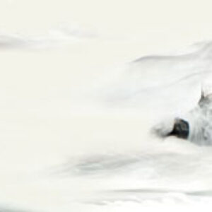Water Touches Hazy Hills (Black framed)